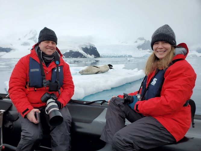 Antarctica with leopard seal